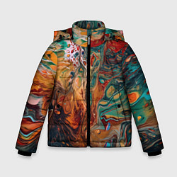 Куртка зимняя для мальчика Разводы краски: арт нейросети, цвет: 3D-черный