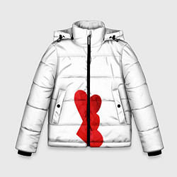 Куртка зимняя для мальчика Сердца валентинки, цвет: 3D-черный