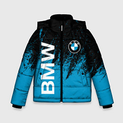 Куртка зимняя для мальчика Bmw голубые брызги, цвет: 3D-черный