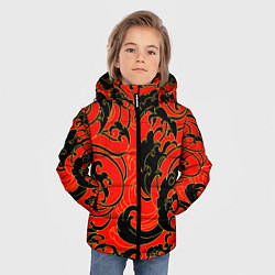 Куртка зимняя для мальчика Plant tattoo - irezumi, цвет: 3D-красный — фото 2