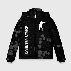 Куртка зимняя для мальчика Counter Strike glitch на темном фоне: надпись, сим, цвет: 3D-черный