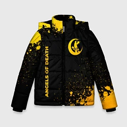 Куртка зимняя для мальчика Angels of Death - gold gradient: надпись, символ, цвет: 3D-черный
