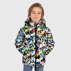 Куртка зимняя для мальчика Акварельные черепа, цвет: 3D-светло-серый — фото 2