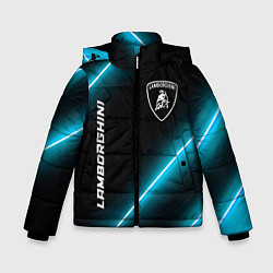 Куртка зимняя для мальчика Lamborghini неоновые лампы, цвет: 3D-черный
