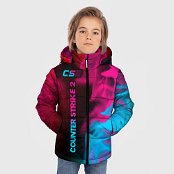 Куртка зимняя для мальчика Counter Strike 2 - neon gradient: по-вертикали, цвет: 3D-черный — фото 2