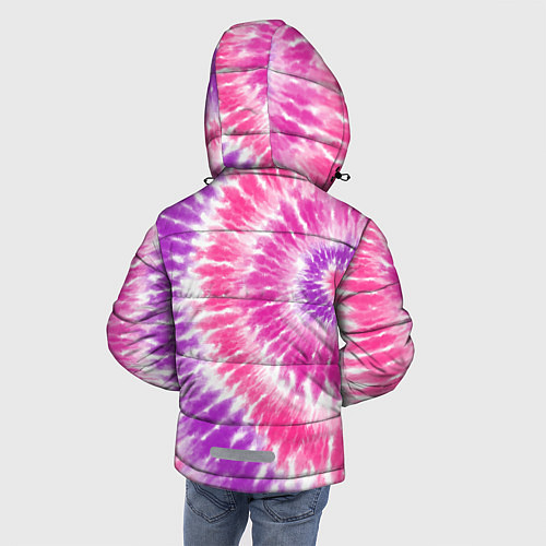 Зимняя куртка для мальчика Тай-дай розовый с фиолетовым / 3D-Светло-серый – фото 4