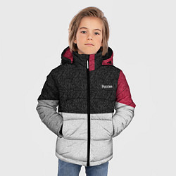 Куртка зимняя для мальчика Комбинированный серо красный узор с надписью Росси, цвет: 3D-светло-серый — фото 2