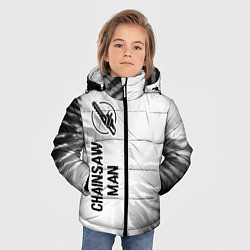 Куртка зимняя для мальчика Chainsaw Man glitch на светлом фоне: по-вертикали, цвет: 3D-черный — фото 2