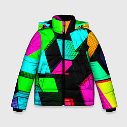 Куртка зимняя для мальчика Неоновые светящиеся кубики, цвет: 3D-красный