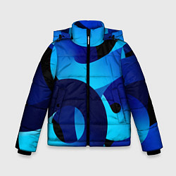 Куртка зимняя для мальчика Синие линии в виде узоров, цвет: 3D-светло-серый