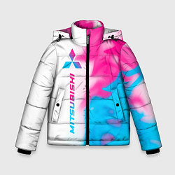 Куртка зимняя для мальчика Mitsubishi neon gradient style: по-вертикали, цвет: 3D-черный