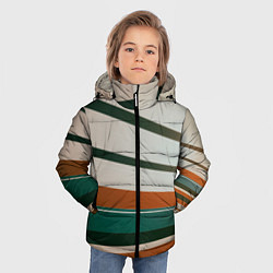 Куртка зимняя для мальчика Абстрактные зелёные и оранжевые линии, цвет: 3D-черный — фото 2