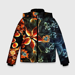 Куртка зимняя для мальчика Абстрактные цветы, цвет: 3D-красный