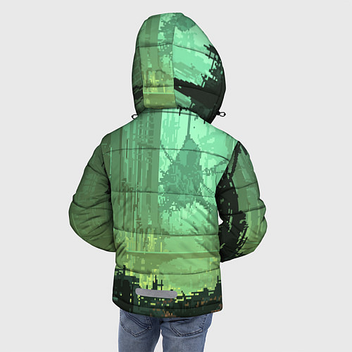 Зимняя куртка для мальчика Пиксельный киберпанк пейзаж иллюстрация / 3D-Светло-серый – фото 4