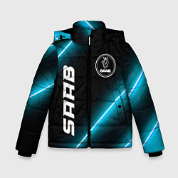Куртка зимняя для мальчика Saab неоновые лампы, цвет: 3D-черный