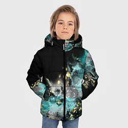 Куртка зимняя для мальчика Неоновая абстракция с золотым боке, цвет: 3D-светло-серый — фото 2