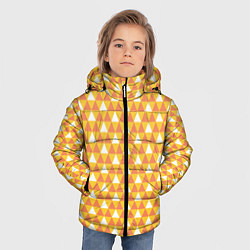 Куртка зимняя для мальчика Узор с оранжевыми, желтыми и белыми треугольниками, цвет: 3D-красный — фото 2