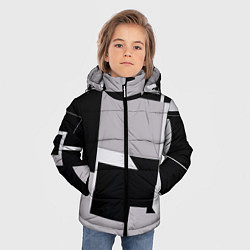 Куртка зимняя для мальчика Белые и чёрные кубы в геометрии, цвет: 3D-красный — фото 2
