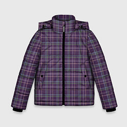 Куртка зимняя для мальчика Джентльмены Шотландка темно-фиолетовая, цвет: 3D-черный