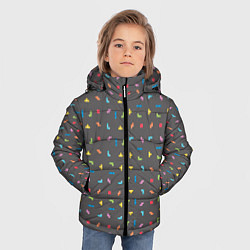 Куртка зимняя для мальчика Блоки Тетрис на сером фоне, цвет: 3D-светло-серый — фото 2