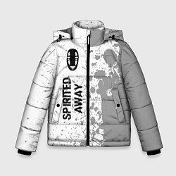 Куртка зимняя для мальчика Spirited Away glitch на светлом фоне: по-вертикали, цвет: 3D-черный