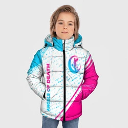 Куртка зимняя для мальчика Angels of Death neon gradient style: надпись, симв, цвет: 3D-черный — фото 2