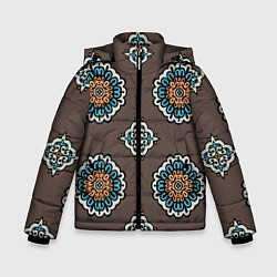 Куртка зимняя для мальчика Тёмный паттерн исторический, цвет: 3D-светло-серый