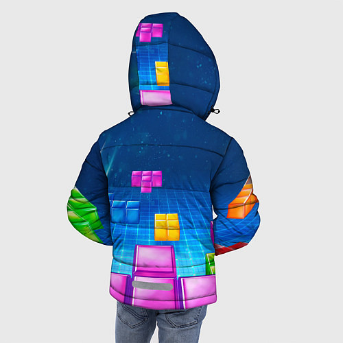 Зимняя куртка для мальчика Падающие сверху блоки тетриса / 3D-Светло-серый – фото 4