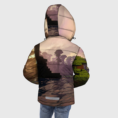 Зимняя куртка для мальчика Minecraft - река в лесу / 3D-Светло-серый – фото 4