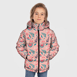 Куртка зимняя для мальчика Летний паттерн с арбузом и вишней, цвет: 3D-светло-серый — фото 2