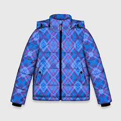 Куртка зимняя для мальчика Геометрический рисунок из розовых линий на синем ф, цвет: 3D-черный