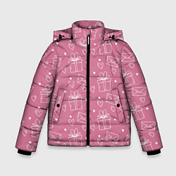 Куртка зимняя для мальчика Влюбленным паттерн, цвет: 3D-светло-серый