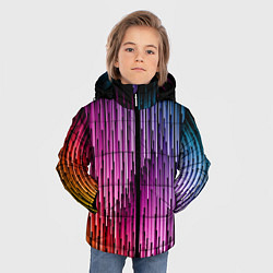 Куртка зимняя для мальчика Радужные узор полосы, цвет: 3D-черный — фото 2