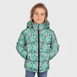 Куртка зимняя для мальчика Пастельные сердца паттерн, цвет: 3D-черный — фото 2
