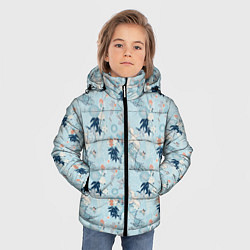 Куртка зимняя для мальчика Японский паттерн с журавлем, цвет: 3D-черный — фото 2