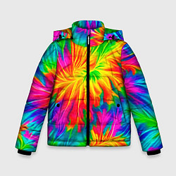 Куртка зимняя для мальчика Тай-дай кислотные краски, цвет: 3D-черный
