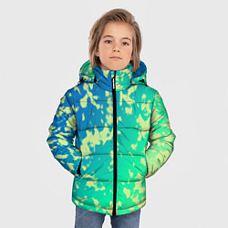 Куртка зимняя для мальчика Градиент сине-зеленый пятна, цвет: 3D-светло-серый — фото 2