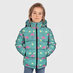 Куртка зимняя для мальчика Летний паттерн с фламинго, цвет: 3D-черный — фото 2