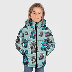 Куртка зимняя для мальчика Обезьяна меломан, цвет: 3D-черный — фото 2