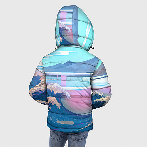Зимняя куртка для мальчика Japan - landscape - waves / 3D-Светло-серый – фото 4