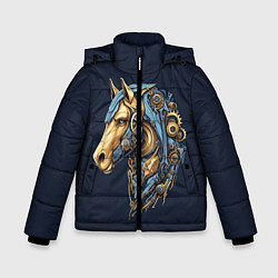 Куртка зимняя для мальчика Механический конь, цвет: 3D-светло-серый