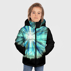 Куртка зимняя для мальчика Тай-дай бирюзовый круг, цвет: 3D-черный — фото 2