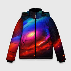 Куртка зимняя для мальчика Неоновая галактика, цвет: 3D-черный
