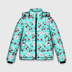 Зимняя куртка для мальчика Паттерн цветущая вишня