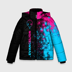 Куртка зимняя для мальчика Evangelion - neon gradient: по-вертикали, цвет: 3D-черный