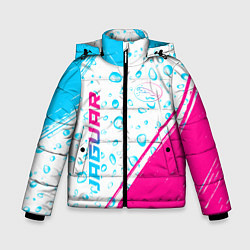 Зимняя куртка для мальчика Jaguar neon gradient style: надпись, символ
