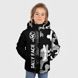 Куртка зимняя для мальчика Sally Face glitch на темном фоне: по-вертикали, цвет: 3D-черный — фото 2