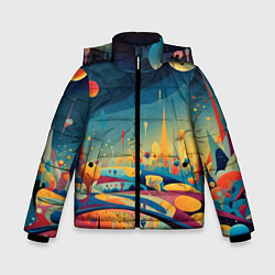 Куртка зимняя для мальчика Абстрактный пейзаж: арт нейросети, цвет: 3D-черный
