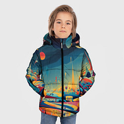 Куртка зимняя для мальчика Абстрактный пейзаж: арт нейросети, цвет: 3D-черный — фото 2