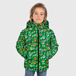 Куртка зимняя для мальчика Объемные летние цветы, цвет: 3D-красный — фото 2